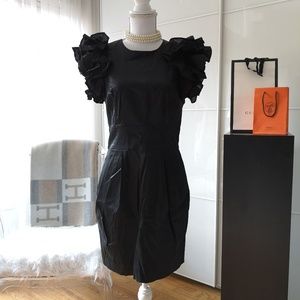 French Connection Black Ruffle Sleeve Dress - 8